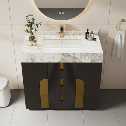 36" Artis Freestanding Bathroom Vanity Single Sink Vanity Cabinet Sintered Stone Top