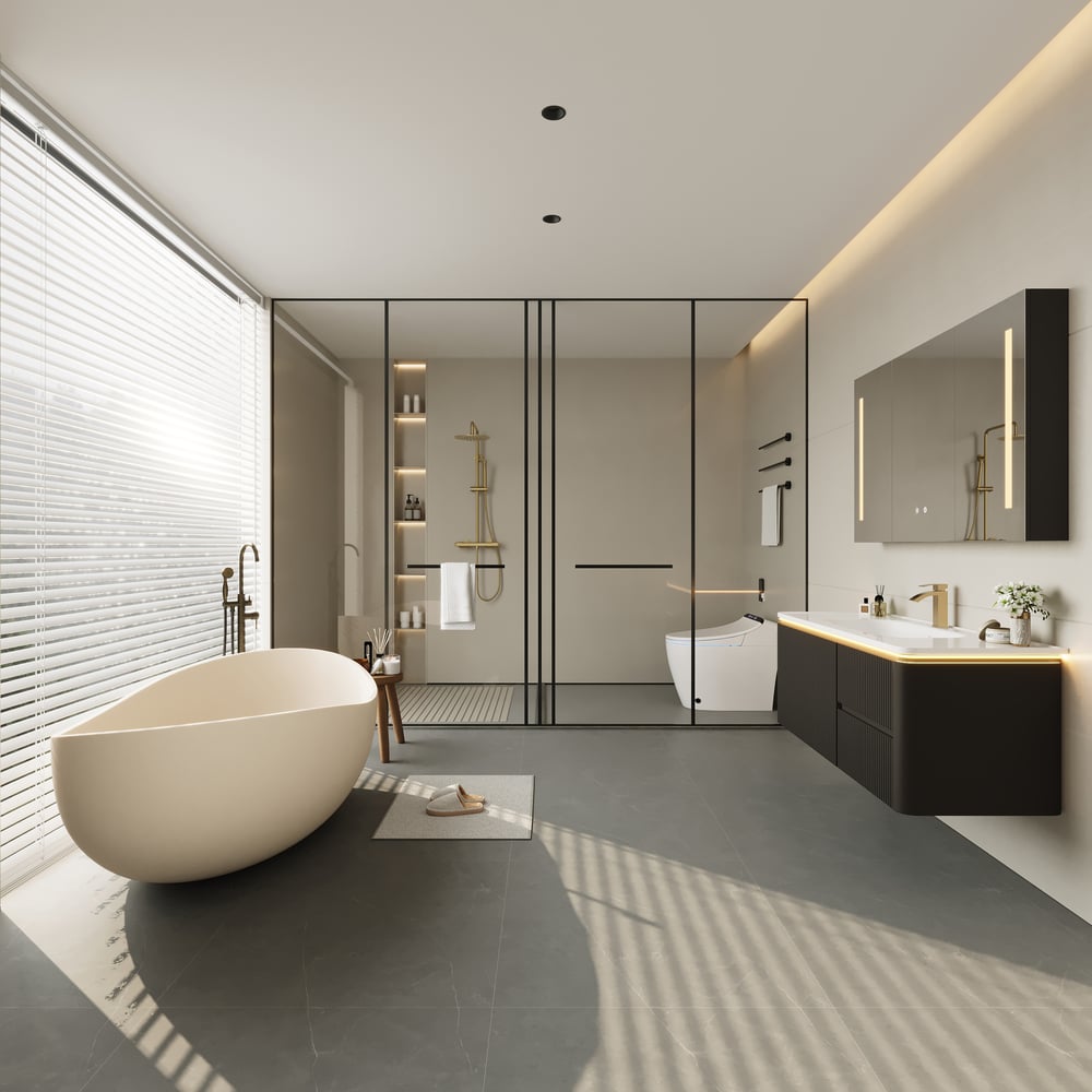 Modern 47.2" Floating Bathroom Vanity with Sink, Soft LED, Ample Storage