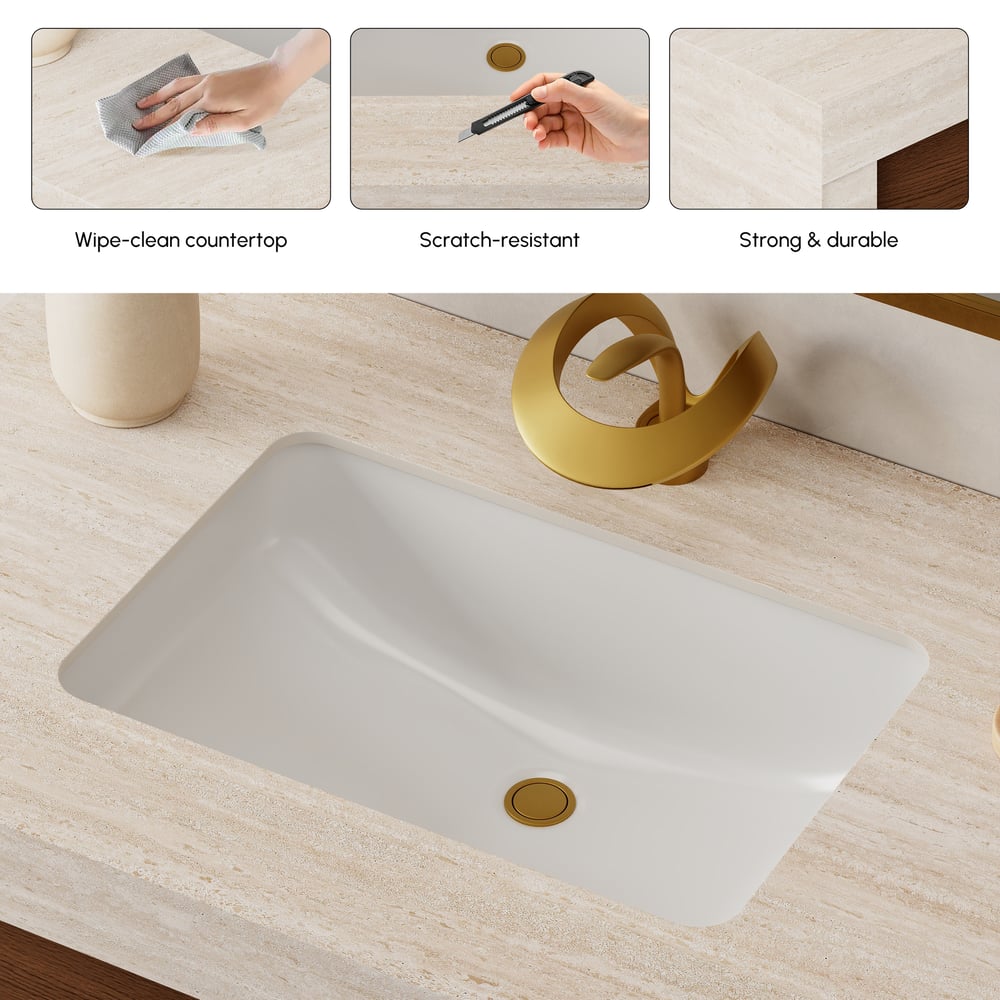 36" Single Bathroom Vanity with Ceramic Sink, Sintered Stone Top
