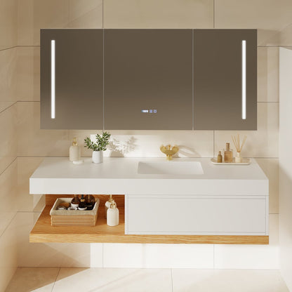 59" Floating Bathroom Vanity & LED Medicine Cabinet Set