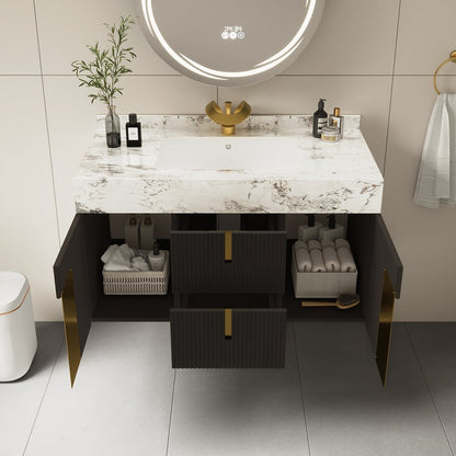 Artis 36" Floating Single Bathroom Vanity with Sink, Sintered Stone Top, Ample Storage