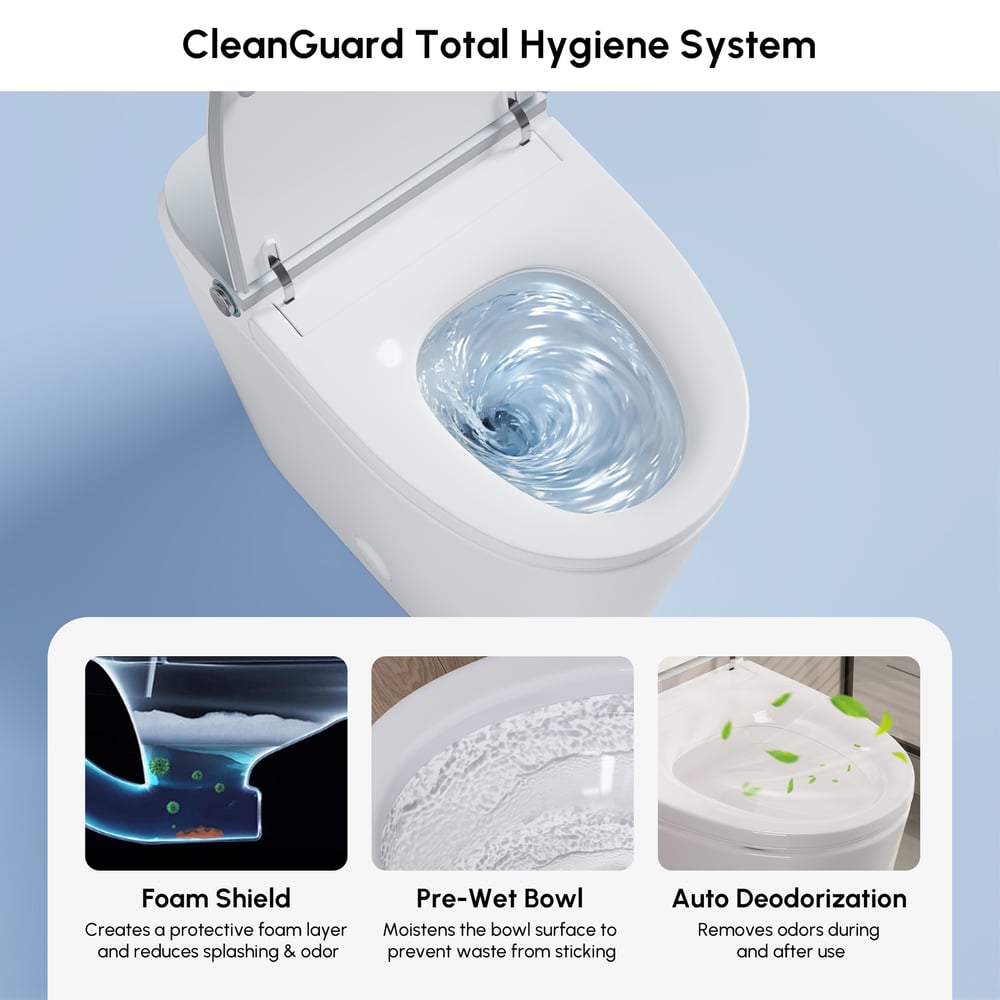 Hynova AX9 Smart Bidet Toilet with Powerful Flush, Built-in Tank, Foam Shield, 1.28 GPF