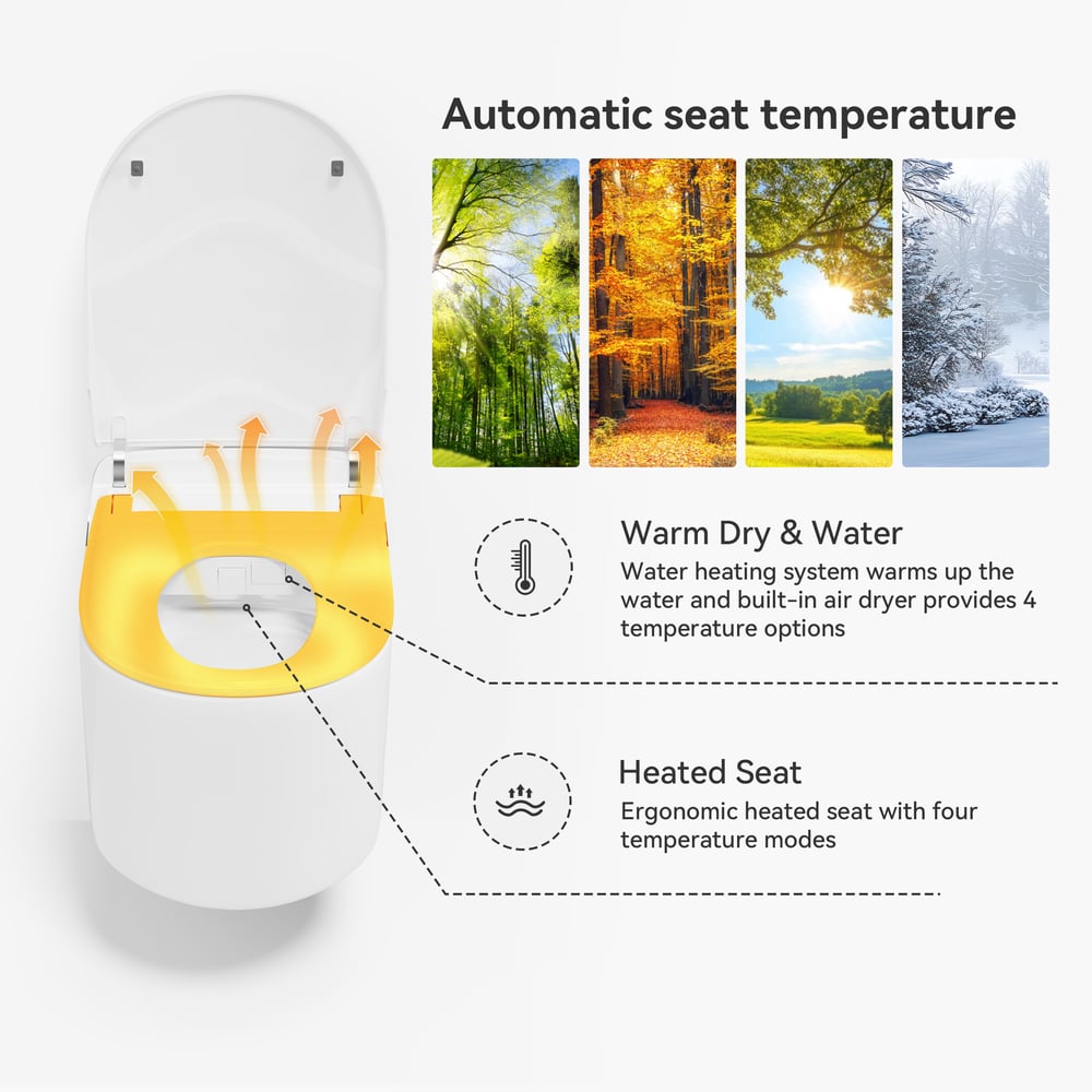 Fitro H3 Wall-Mounted Smart Bidet Toilet with Built-In Tank, Foam Shield, cUPC & ETL