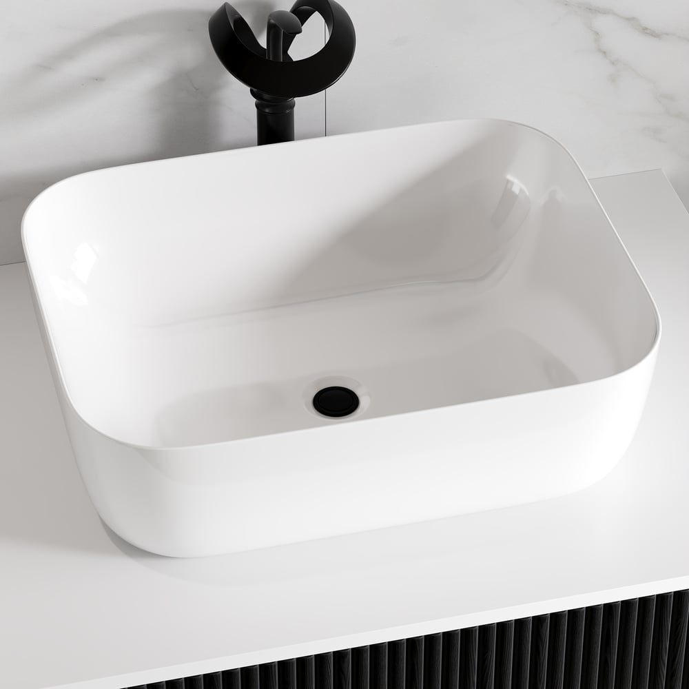 32" Fluted Freestanding Bathroom Vanity with Vessel Sink, 3-Drawers, Sintered Stone top