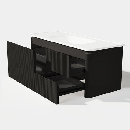 Modern 47.2" Floating Bathroom Vanity with Sink, Soft LED, Ample Storage