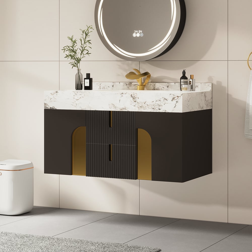 Artis 36" Floating Single Bathroom Vanity with Sink, Sintered Stone Top, Ample Storage