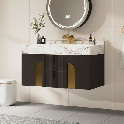 Artis 36" Floating Single Bathroom Vanity with Sink, Sintered Stone Top, Ample Storage