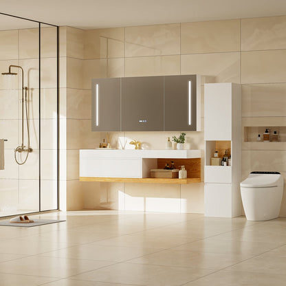 59" Floating Bathroom Vanity & LED Medicine Cabinet Set