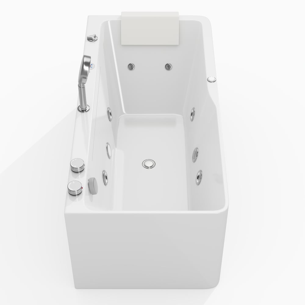 59" Whirlpool Bathtub with Thermostatic Control & Massage Jets & LED Lighting