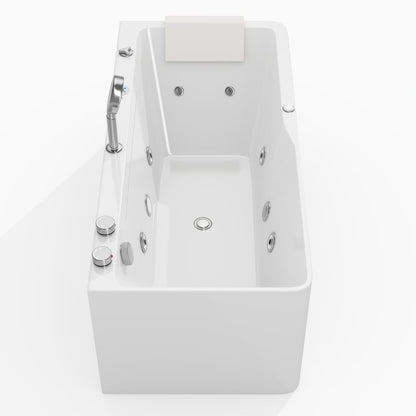 59" Whirlpool Bathtub with Thermostatic Control & Massage Jets & LED Lighting