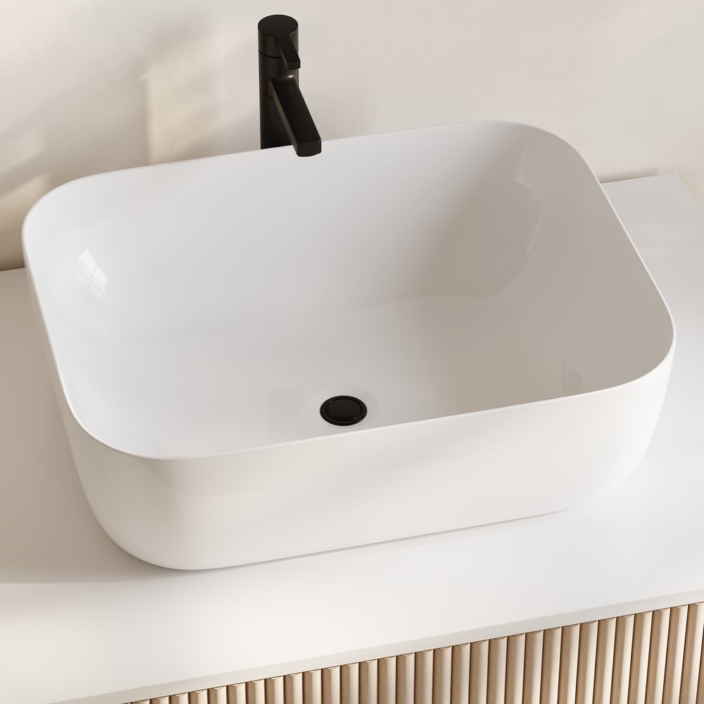 32" Fluted Freestanding Bathroom Vanity with Vessel Sink, 3-Drawers, Sintered Stone top
