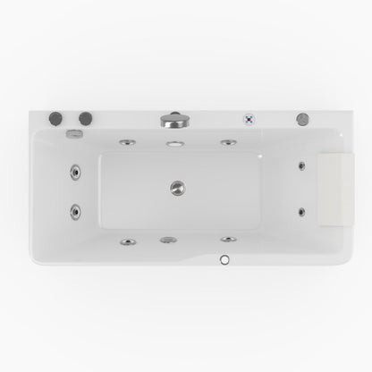 59" Whirlpool Bathtub with Thermostatic Control & Massage Jets & LED Lighting