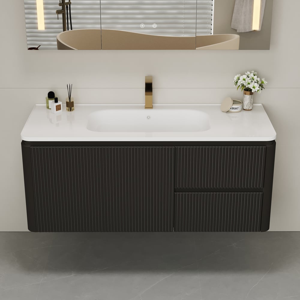 Modern 47.2" Floating Bathroom Vanity with Sink, Soft LED, Ample Storage
