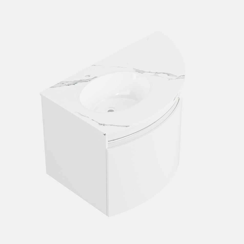 Modern 36" Corner Floating Single Bathroom Vanity with Sink, LED Light, Storage