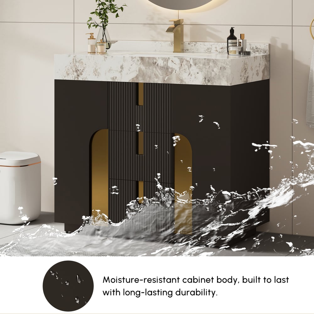 36" Artis Freestanding Bathroom Vanity Single Sink Vanity Cabinet Sintered Stone Top