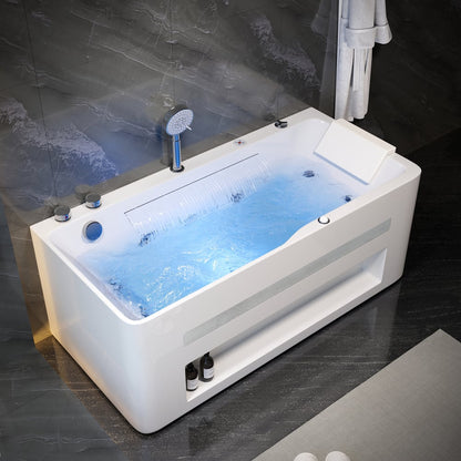 59" Whirlpool Bathtub with Thermostatic Control & Massage Jets & LED Lighting