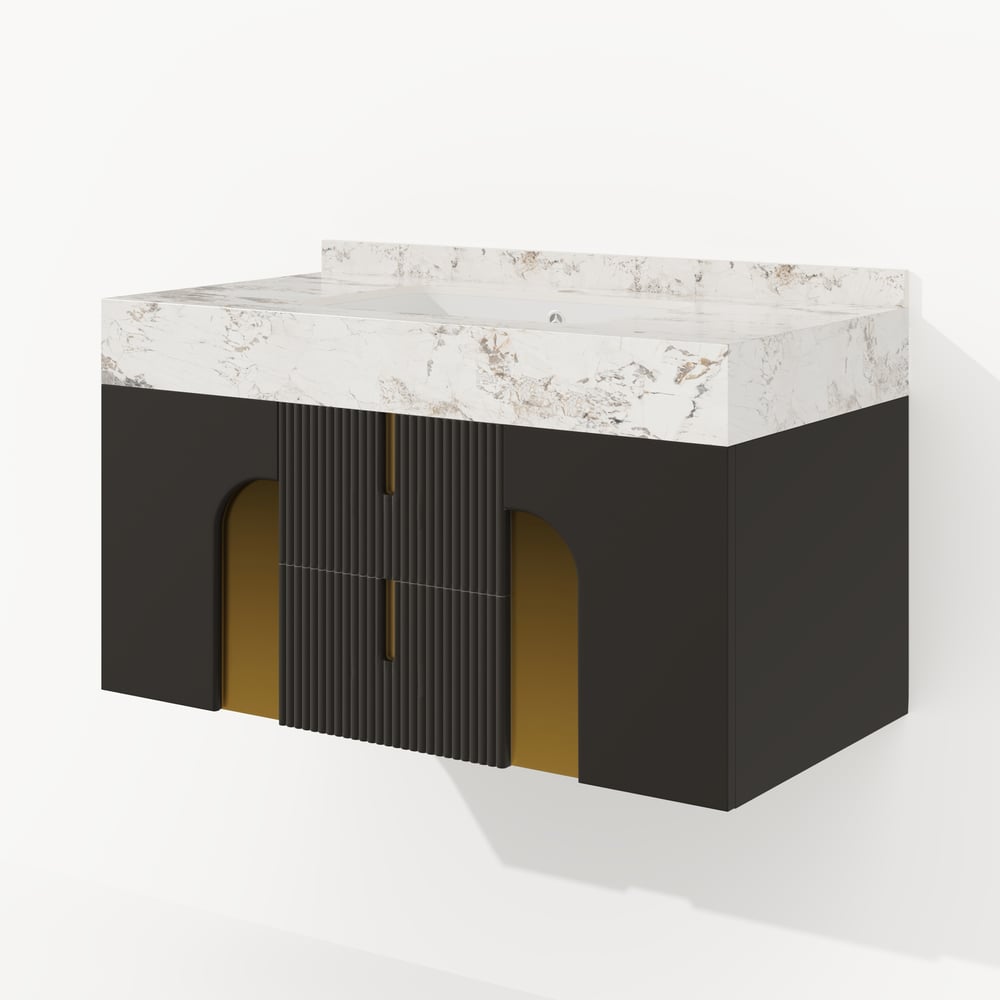 Artis 36" Floating Single Bathroom Vanity with Sink, Sintered Stone Top, Ample Storage