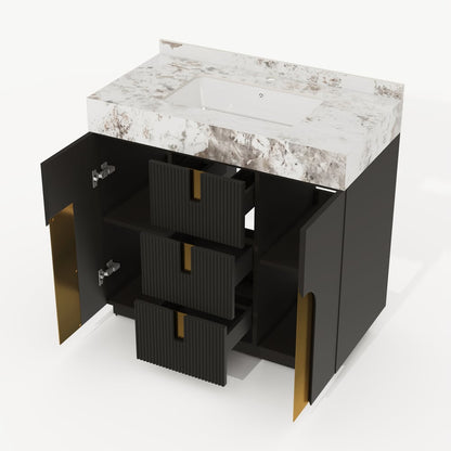 36" Artis Freestanding Bathroom Vanity Single Sink Vanity Cabinet Sintered Stone Top