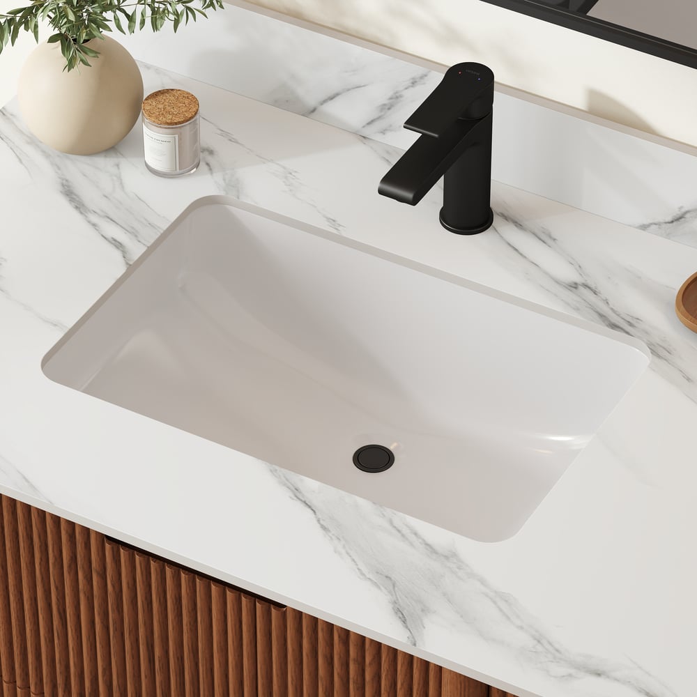 36" Fluted Single Bathroom Vanity with Sink and Sintered Stone Top