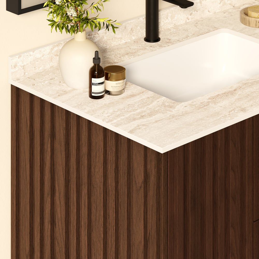 Aura 36"  Fluted Freestanding Bathroom Vanity with Sink and Light