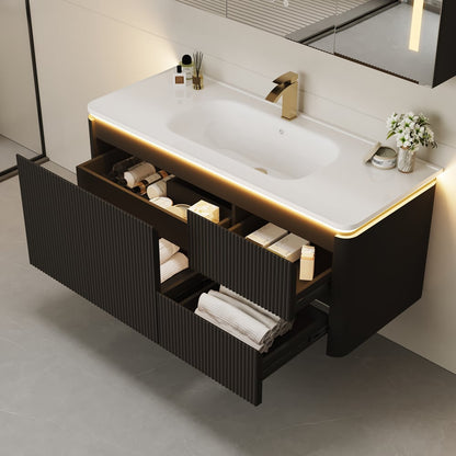 Modern 47.2" Floating Bathroom Vanity with Sink, Soft LED, Ample Storage