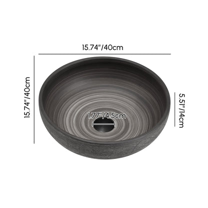 16" Grey Round Ceramic Bathroom Sink – Matte Glazed Vessel Sink