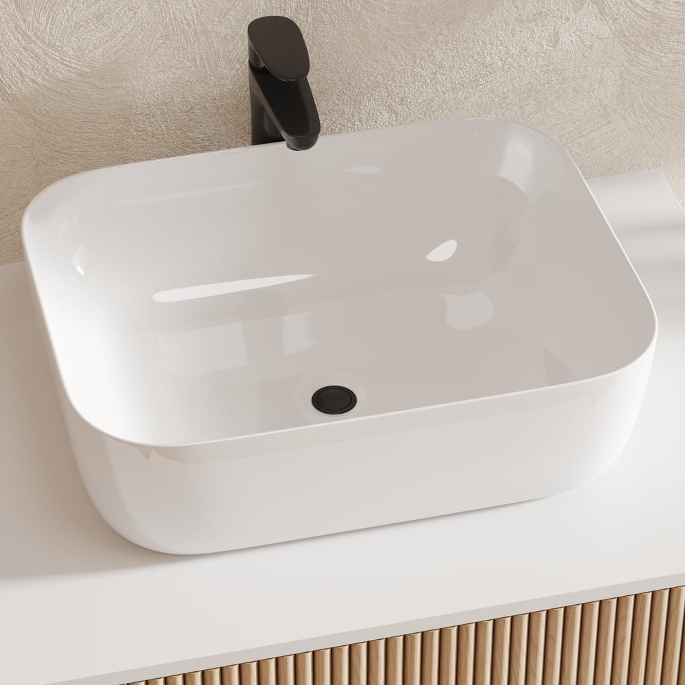32" Fluted Freestanding Bathroom Vanity with Vessel Sink, 3-Drawers, Sintered Stone top