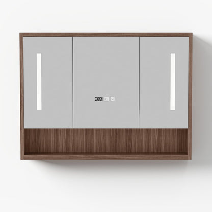 39.3" Walnut Bathroom Vanity & LED Medicine Cabinet Set