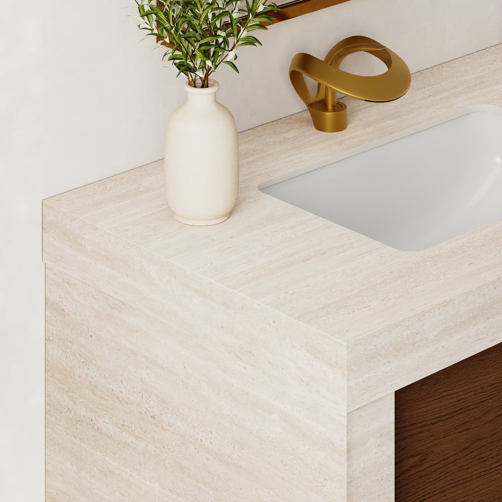 36" Single Bathroom Vanity with Ceramic Sink, Sintered Stone Top