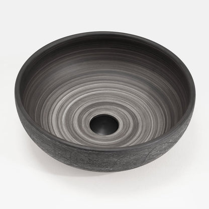 16" Grey Round Ceramic Bathroom Sink – Matte Glazed Vessel Sink